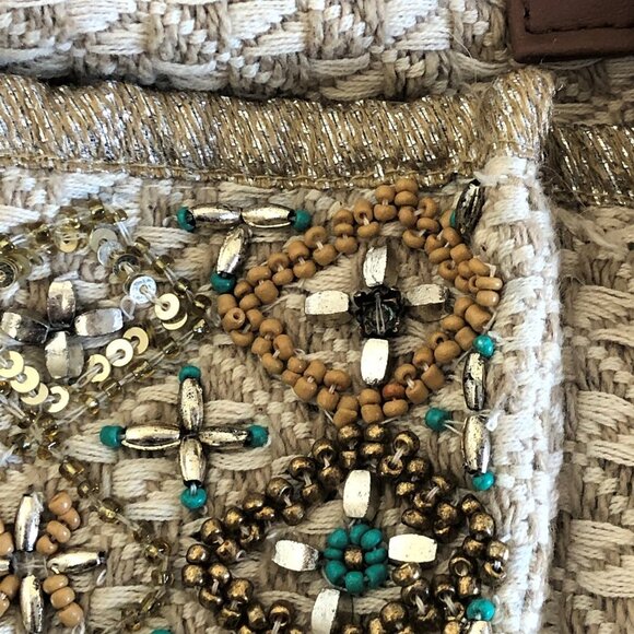 Large Aphorism sequin beaded knit boho embellished travel bag suffel weekender - Picture 13 of 16